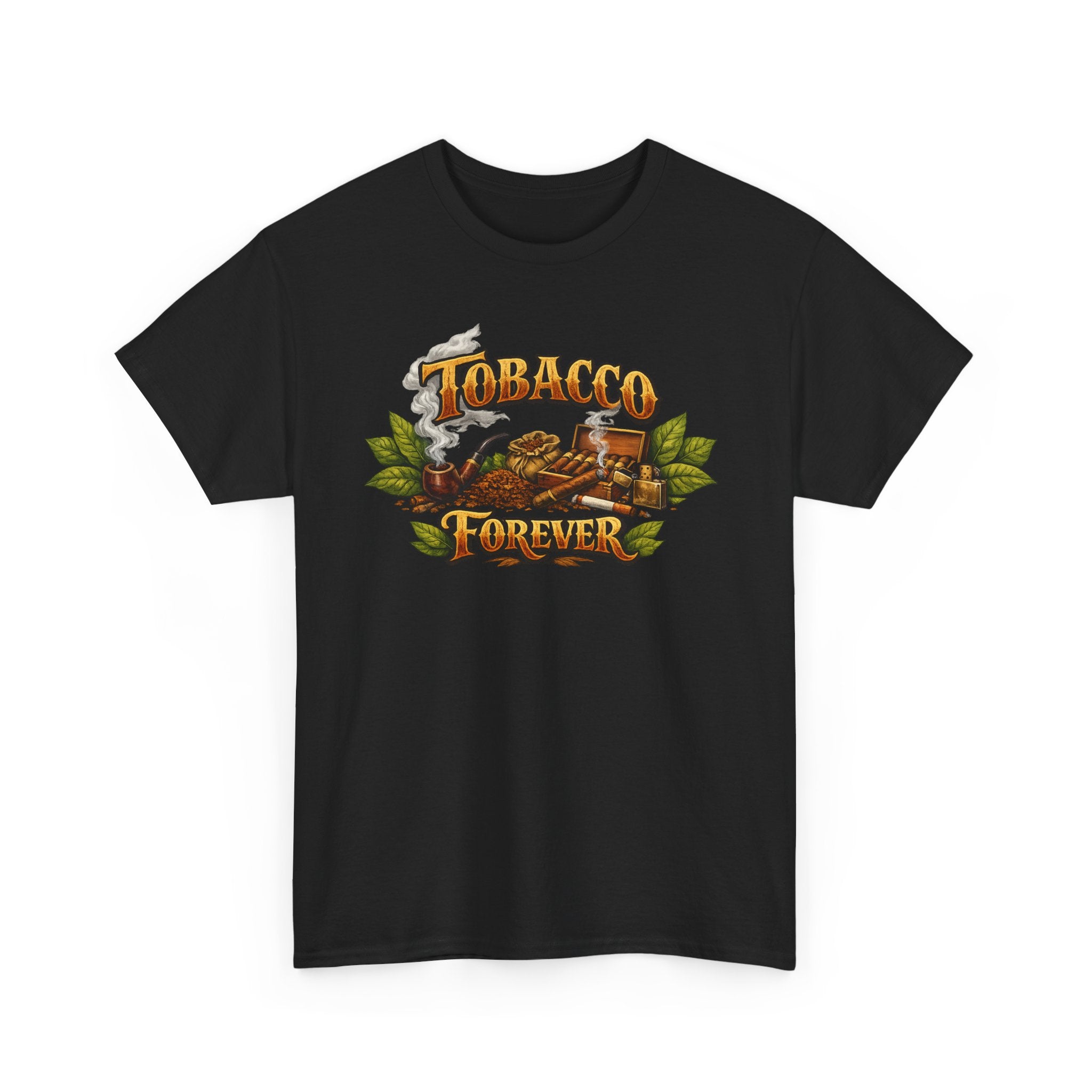 "Tobacco Forever" Retro Pipe & Leaves Graphic Tee