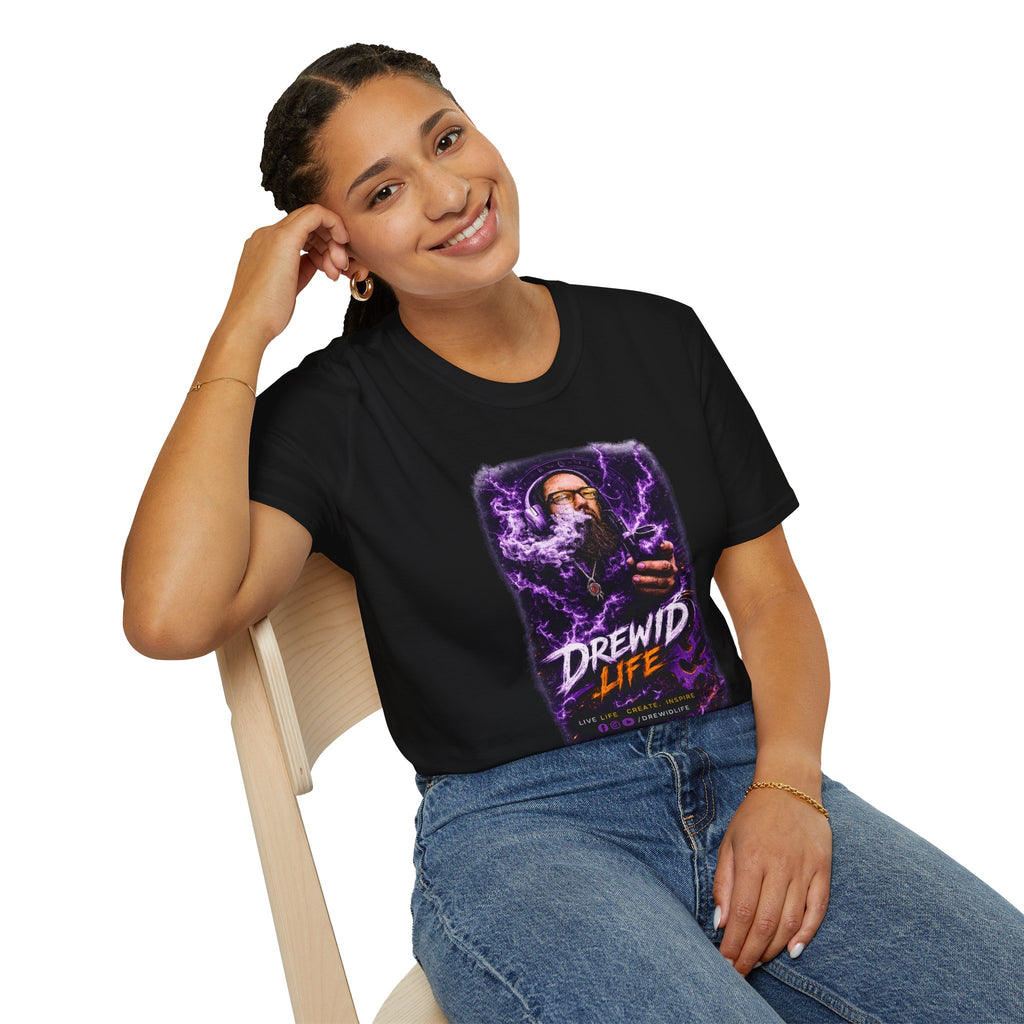 drewidlife Graphic T-Shirt — Retro Neon Rap Portrait Tee