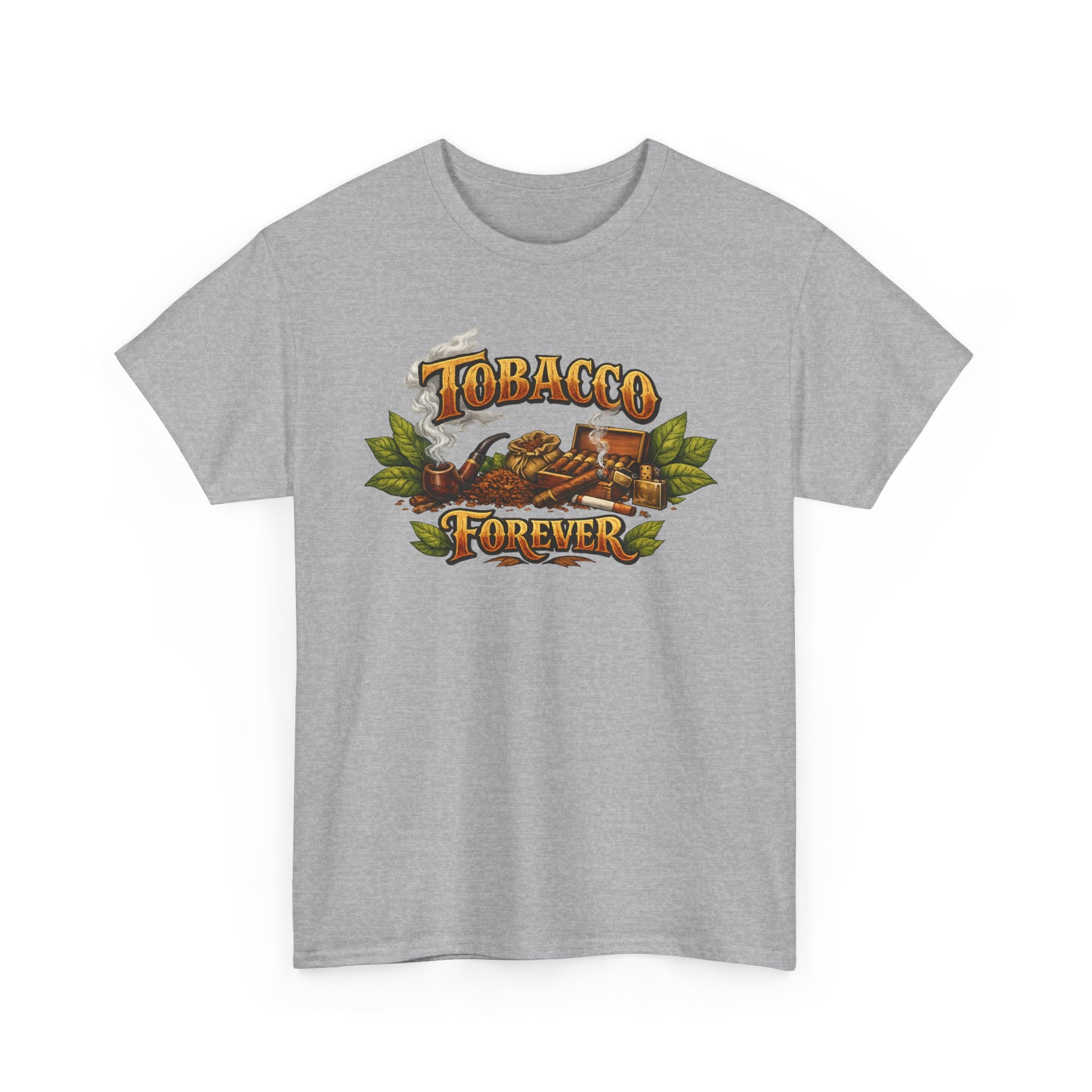 "Tobacco Forever" Retro Pipe & Leaves Graphic Tee