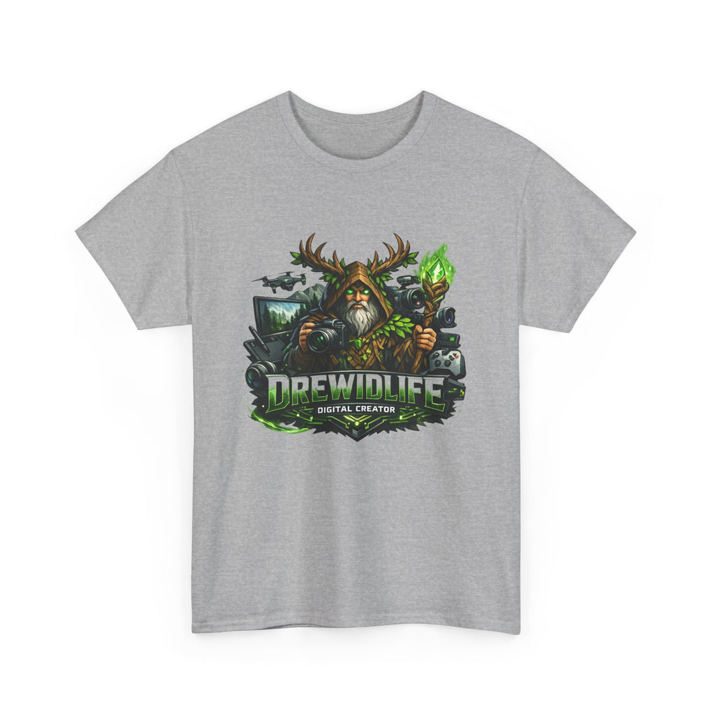 Fantasy Druid T-Shirt — "Druidic Healer" Mage with Antlered Hood Graphic Tee