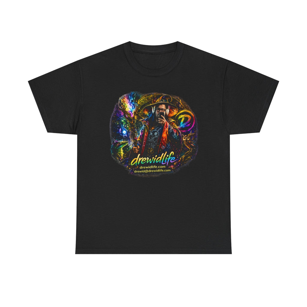 Psychedelic drewidlife Graphic Tee — Colorful Cosmic Music Art T-Shirt