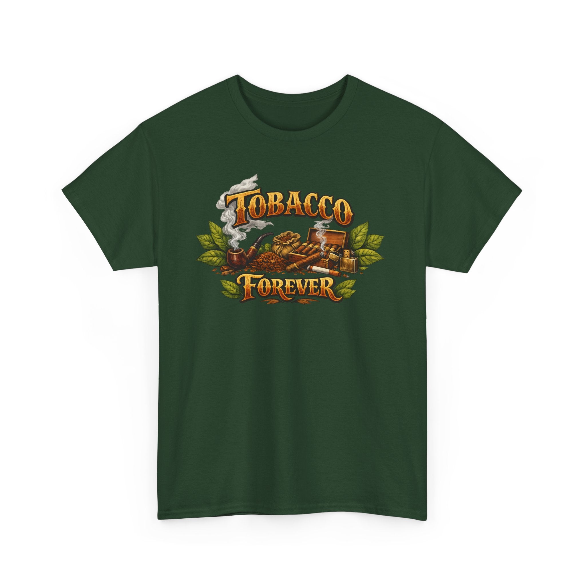 "Tobacco Forever" Retro Pipe & Leaves Graphic Tee