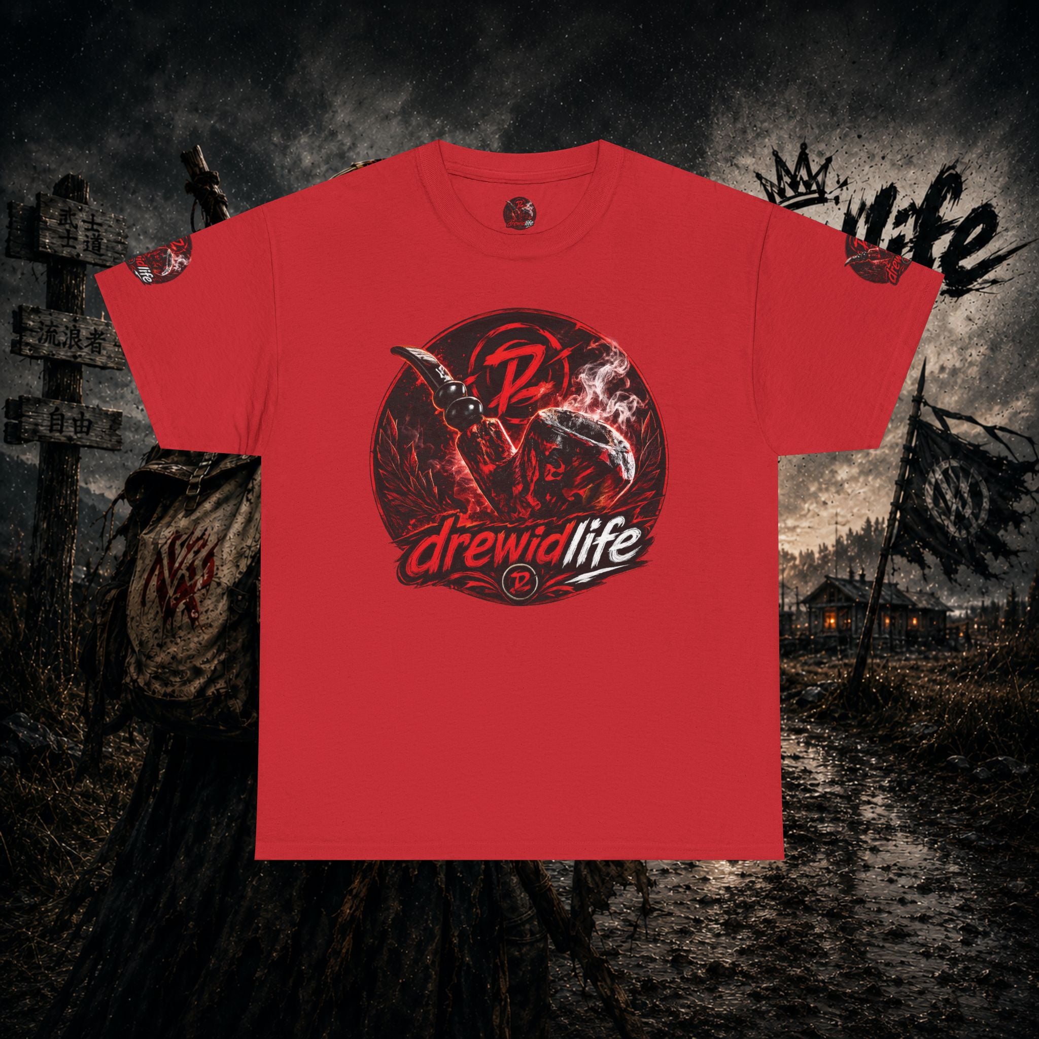 Red Freehand Tobacco Pipe Tee — drewidlife Graphic T-Shirt