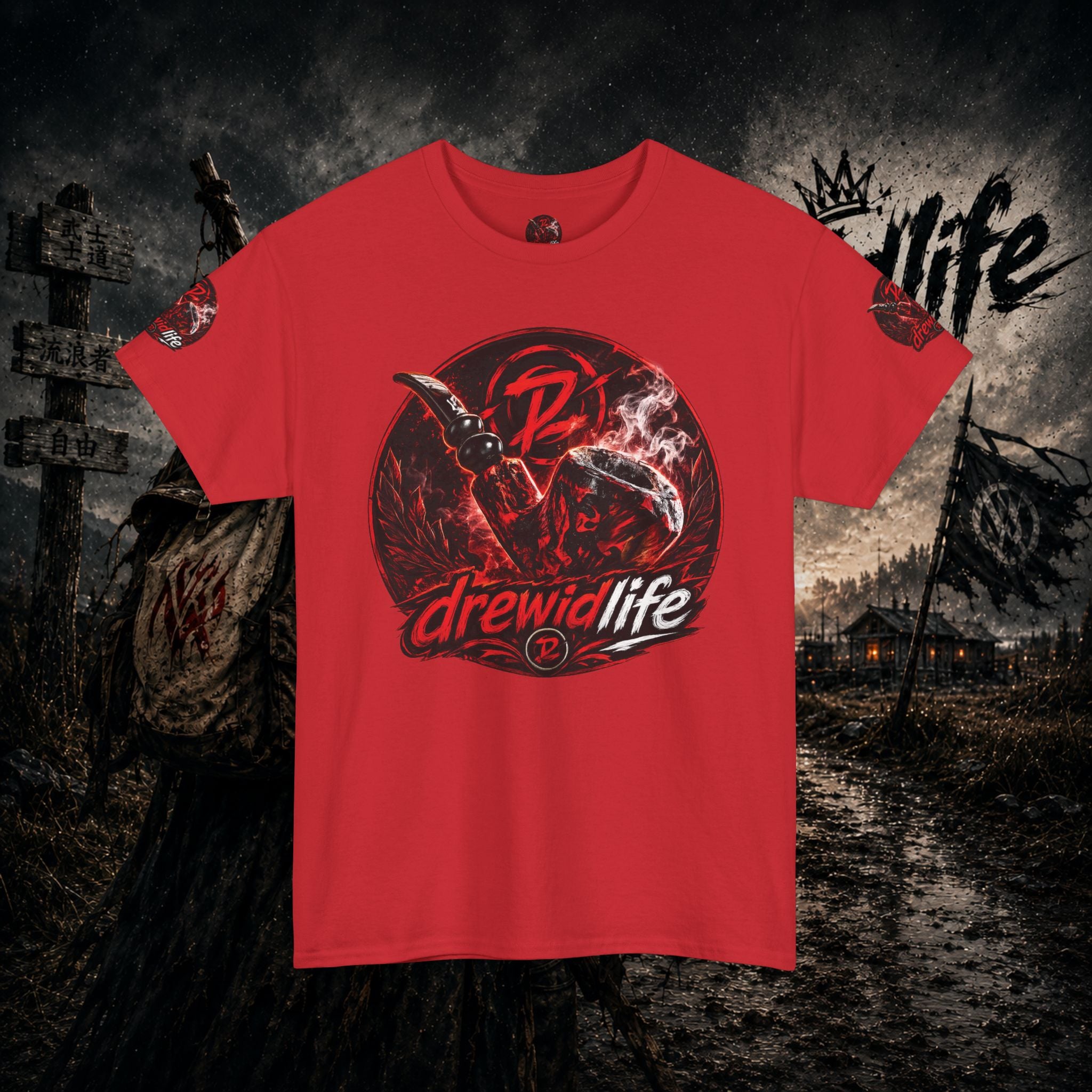Red Freehand Tobacco Pipe Tee — drewidlife Graphic T-Shirt