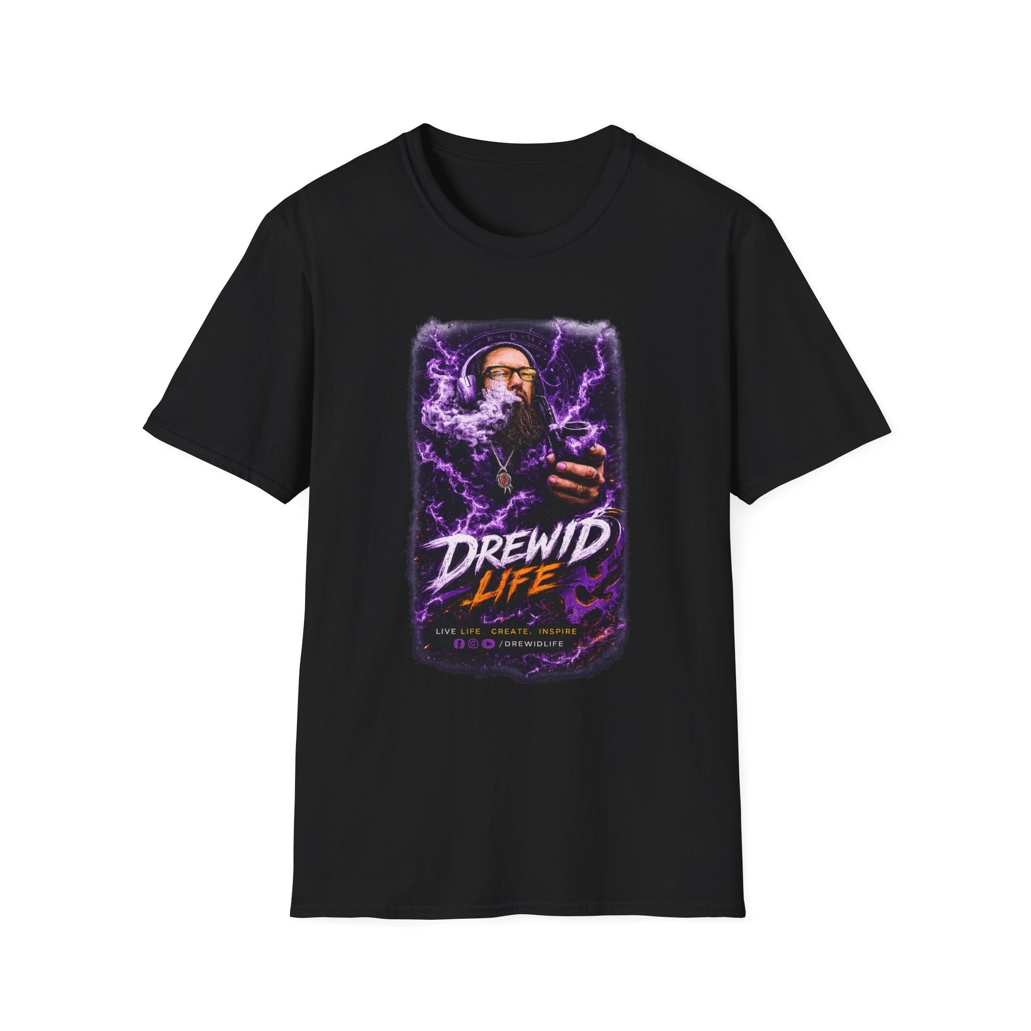 drewidlife Graphic T-Shirt — Retro Neon Rap Portrait Tee