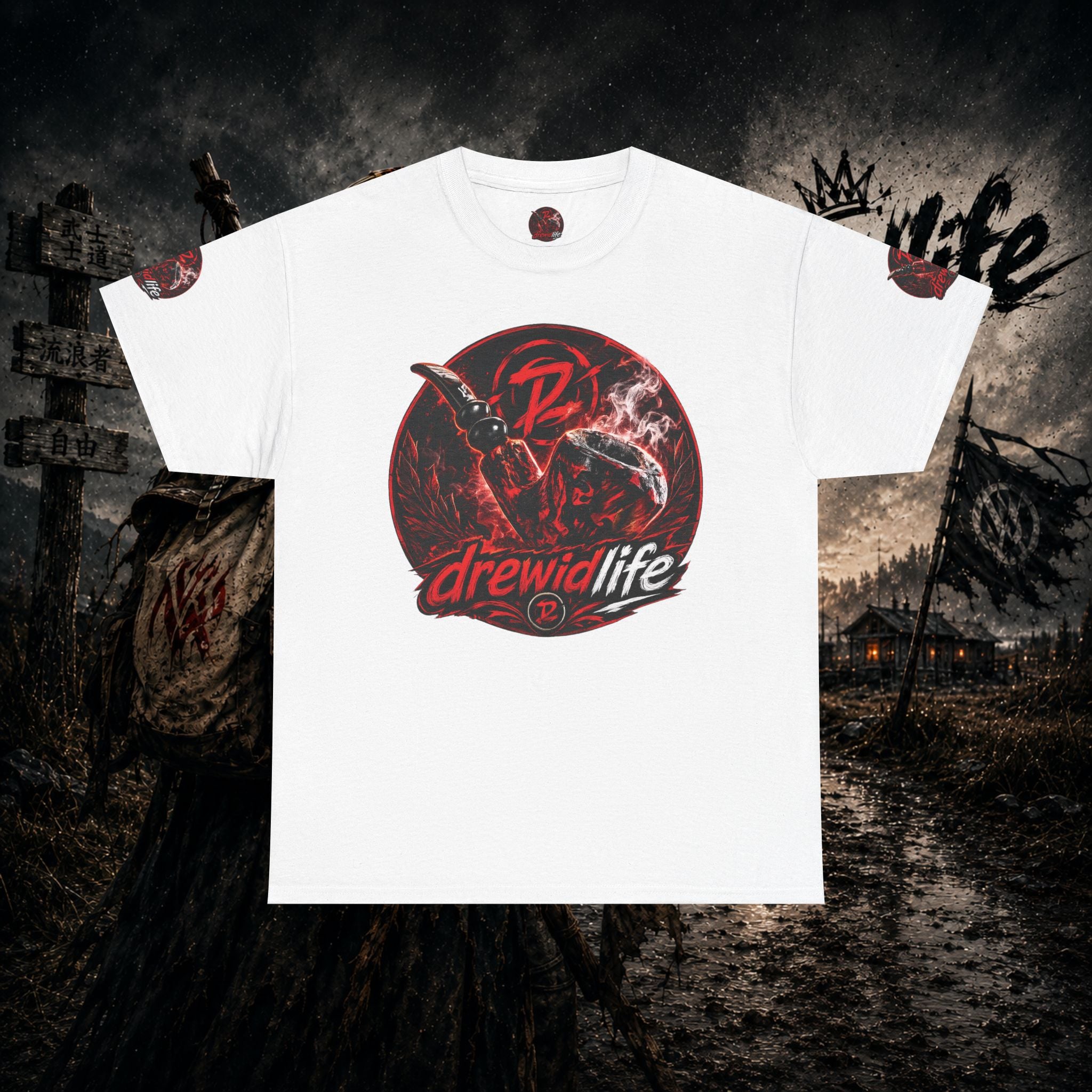 Red Freehand Tobacco Pipe Tee — drewidlife Graphic T-Shirt