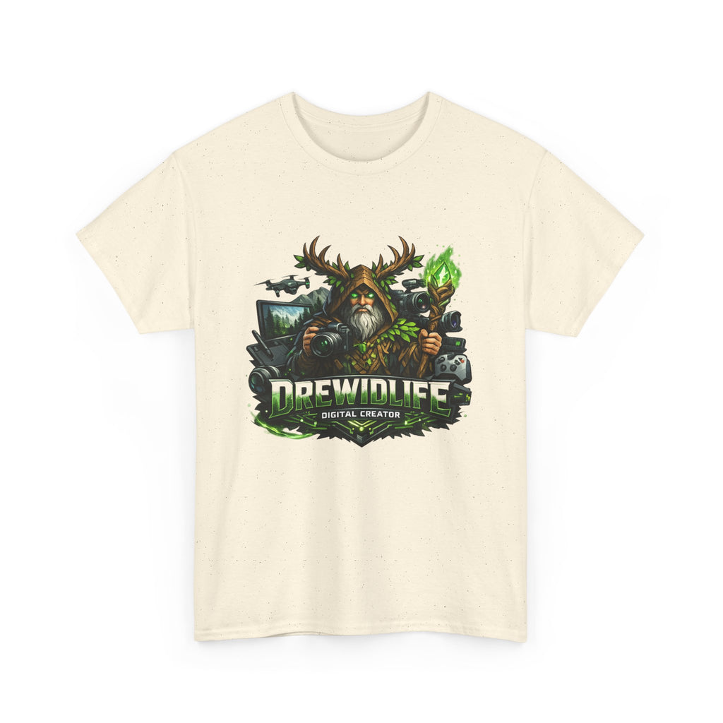 Fantasy Druid T-Shirt — "Druidic Healer" Mage with Antlered Hood Graphic Tee