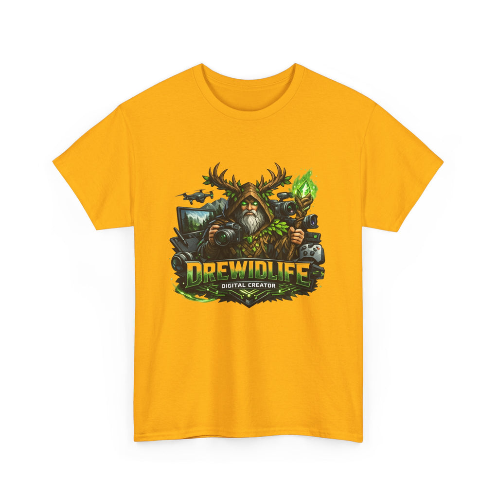 Fantasy Druid T-Shirt — "Druidic Healer" Mage with Antlered Hood Graphic Tee