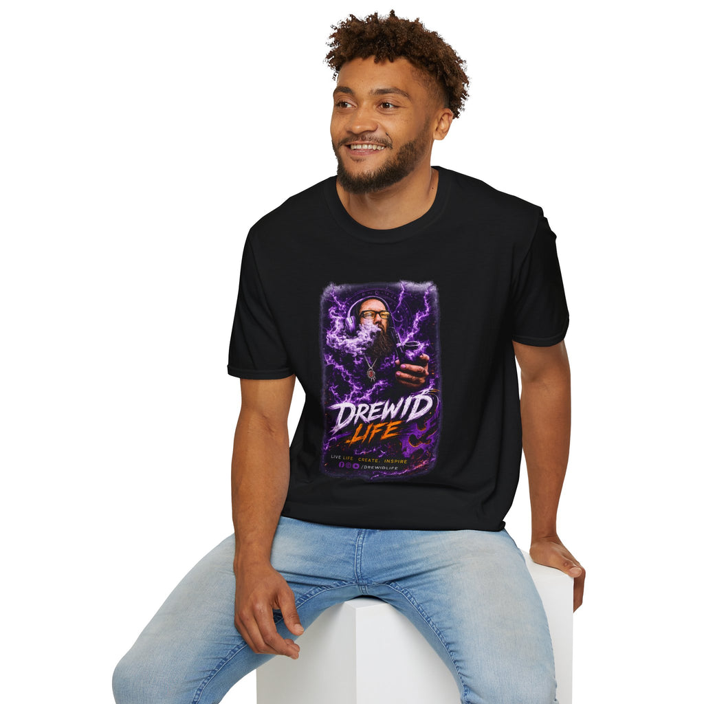 drewidlife Graphic T-Shirt — Retro Neon Rap Portrait Tee