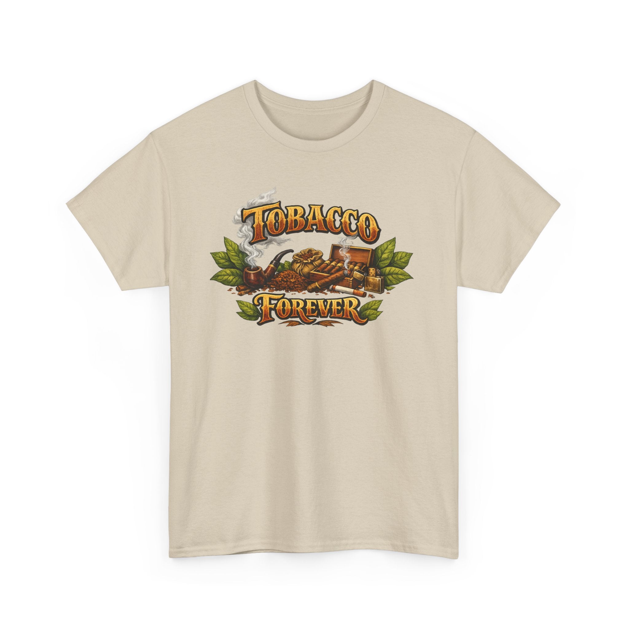 "Tobacco Forever" Retro Pipe & Leaves Graphic Tee