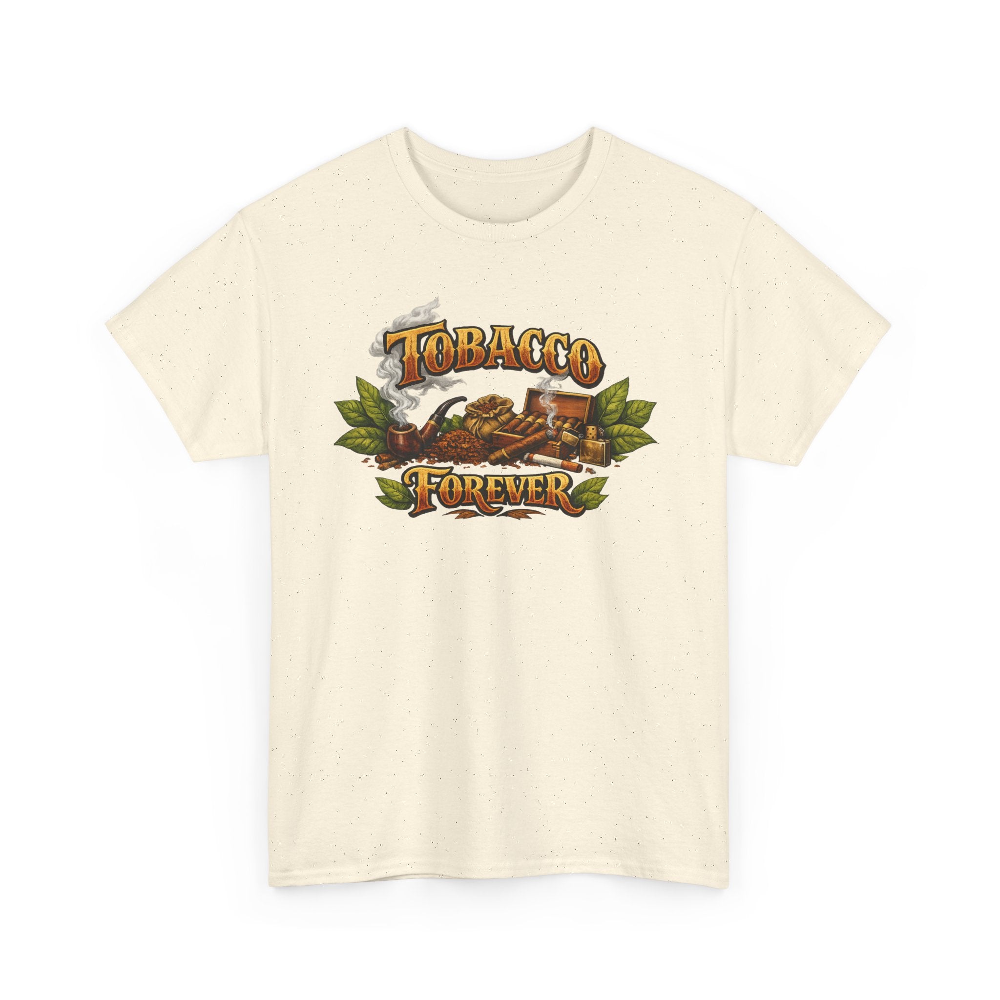 "Tobacco Forever" Retro Pipe & Leaves Graphic Tee