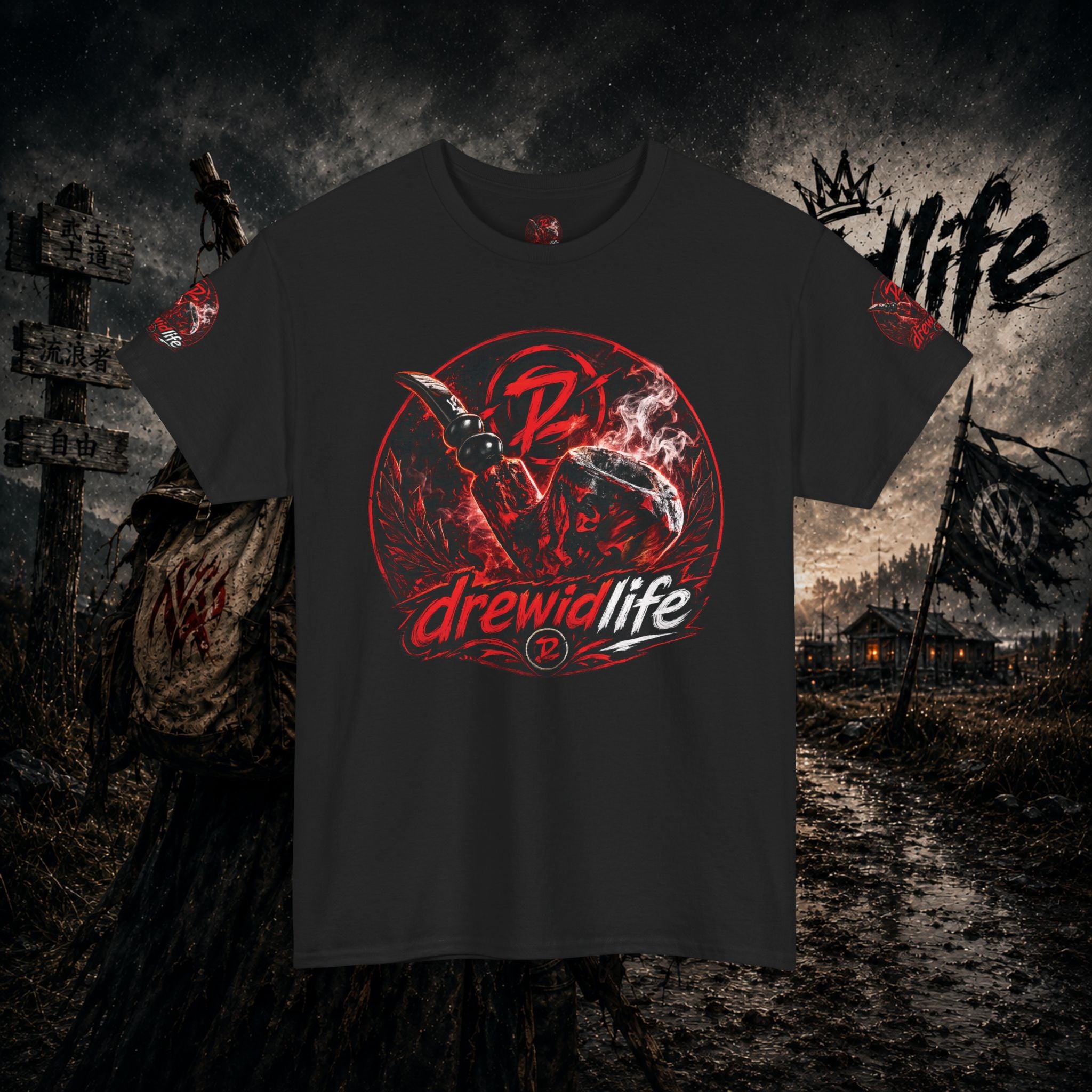 Red Freehand Tobacco Pipe Tee — drewidlife Graphic T-Shirt